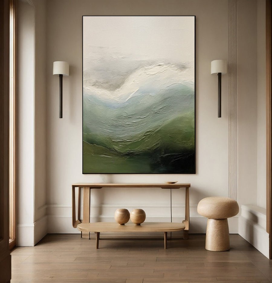 Contemporary Abstract Painting with Textured Hills and Soft Sky #BGA 252 hand-painted oil painting