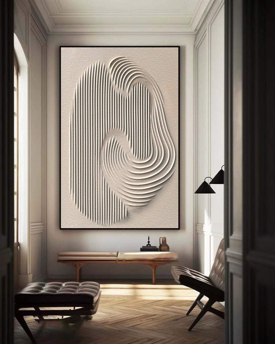 Contemporary Abstract Wall Art - Minimalist White Canvas for Home #OS 084 hand-painted oil painting