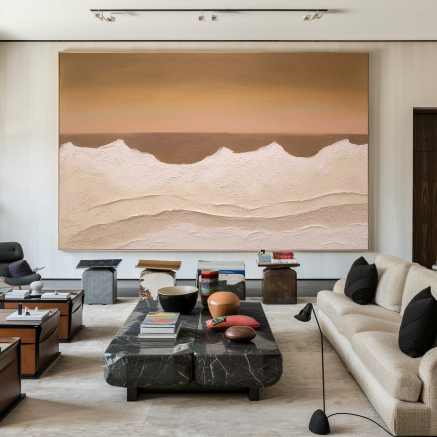 Contemporary Abstract with Textured Band, Minimalist Landscape #BGA 171 hand-painted oil painting
