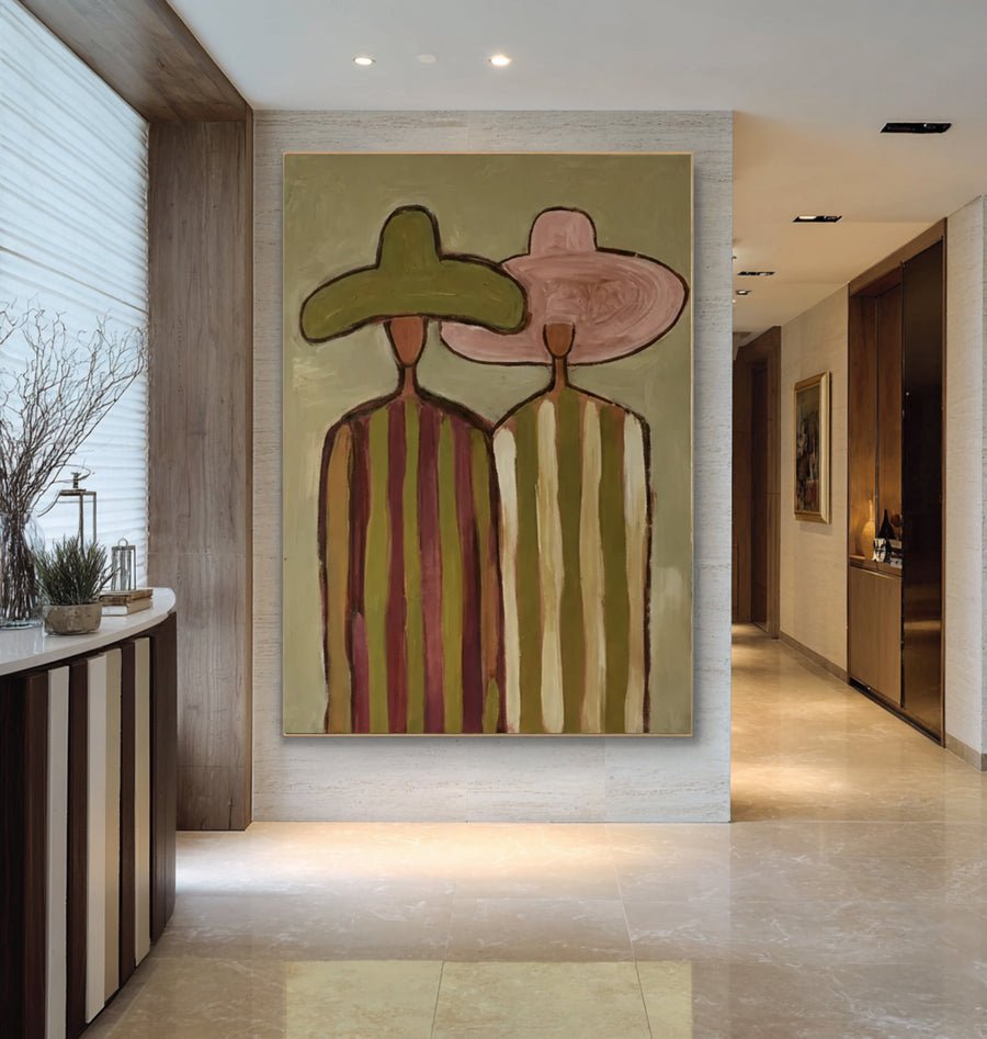 Contemporary Boho Couple Art #AVG 025 hand-painted oil painting