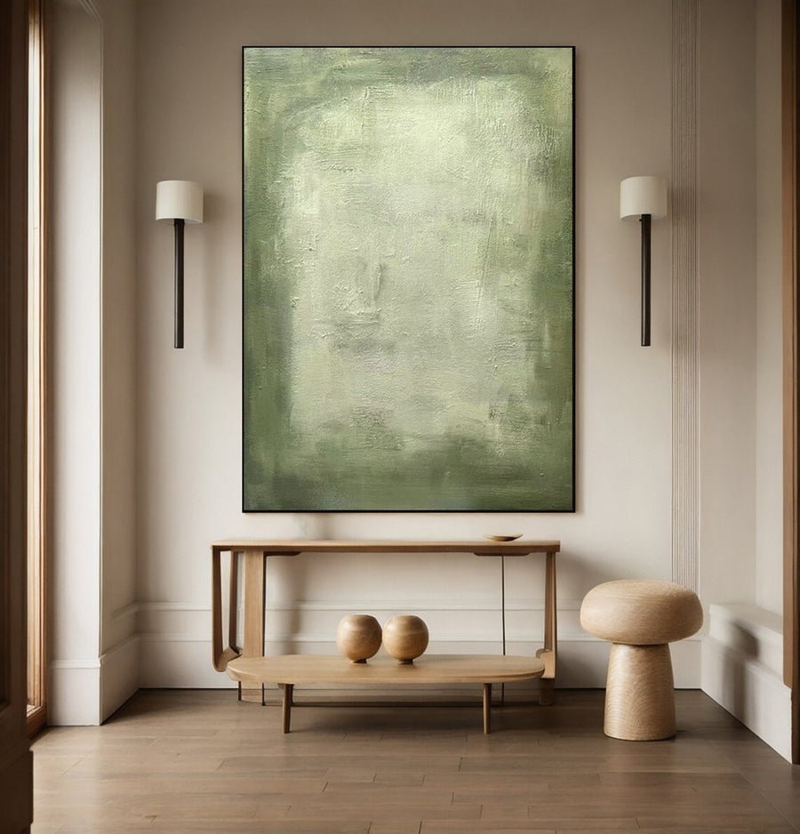 Contemporary Canvas with Green Tones and Tactile Surface #BGA 261 hand-painted oil painting