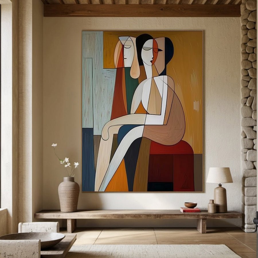 Contemporary Figurative Painting, Geometric Abstract Design #BGA 178 hand-painted oil painting