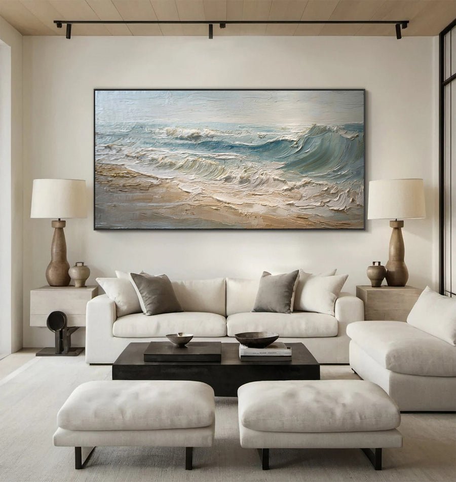 Contemporary Ocean Art Impasto Waves Wall Decor #WG 039 hand-painted oil painting