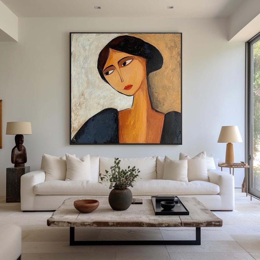 Contemporary Woman Portrait Original Oil Painting on Canvas #WG 087 hand-painted oil painting