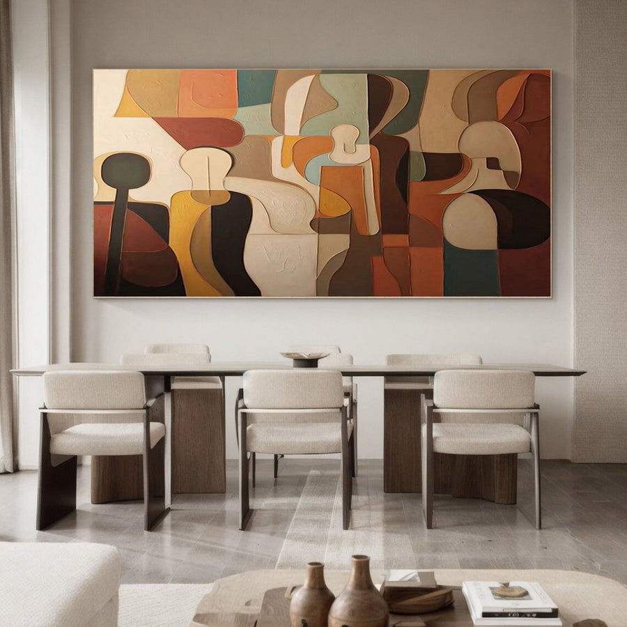Cubist Inspired Figures, Rich Textured Abstract Wall Art #BGA 139 hand-painted oil painting