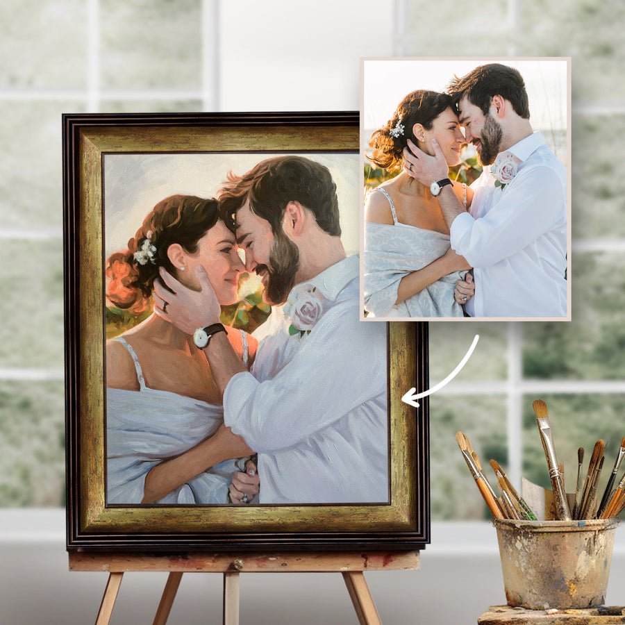 Custom Wedding Portrait Oil Paintings: Personalized Bridal and Couple Art hand-painted oil painting