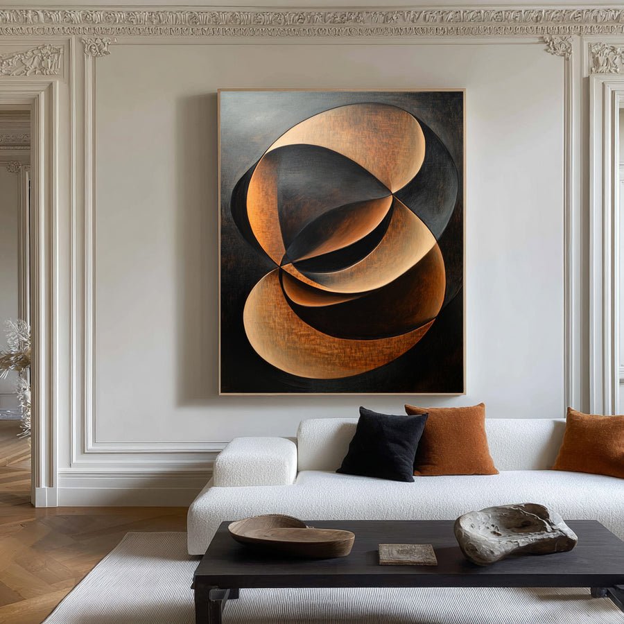 Dark Abstract Painting with Bronze Accents Modern Art #WG 094 hand-painted oil painting