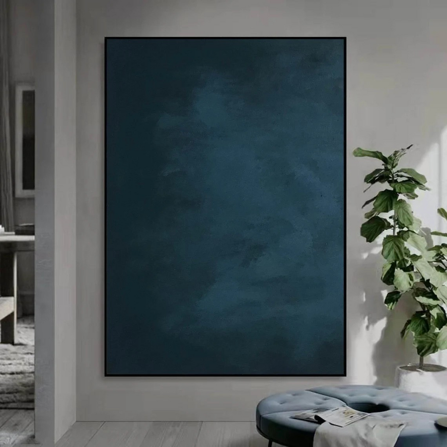 Dark Blue Abstract Art, Subtle Texture Painting, Modern Decor #BGA 078 hand-painted oil painting