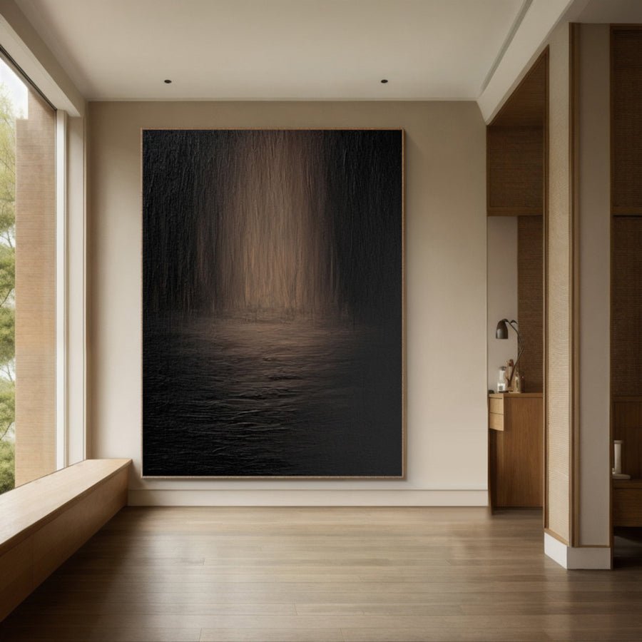 Dark Landscape with Textured Water and Vertical Mystery #BGA 202 hand-painted oil painting