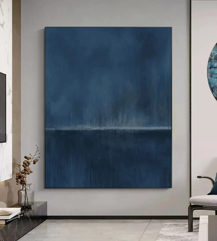 Deep Blue Gradient Minimalist Art, Contemporary Wall Painting #BGA 076 hand-painted oil painting