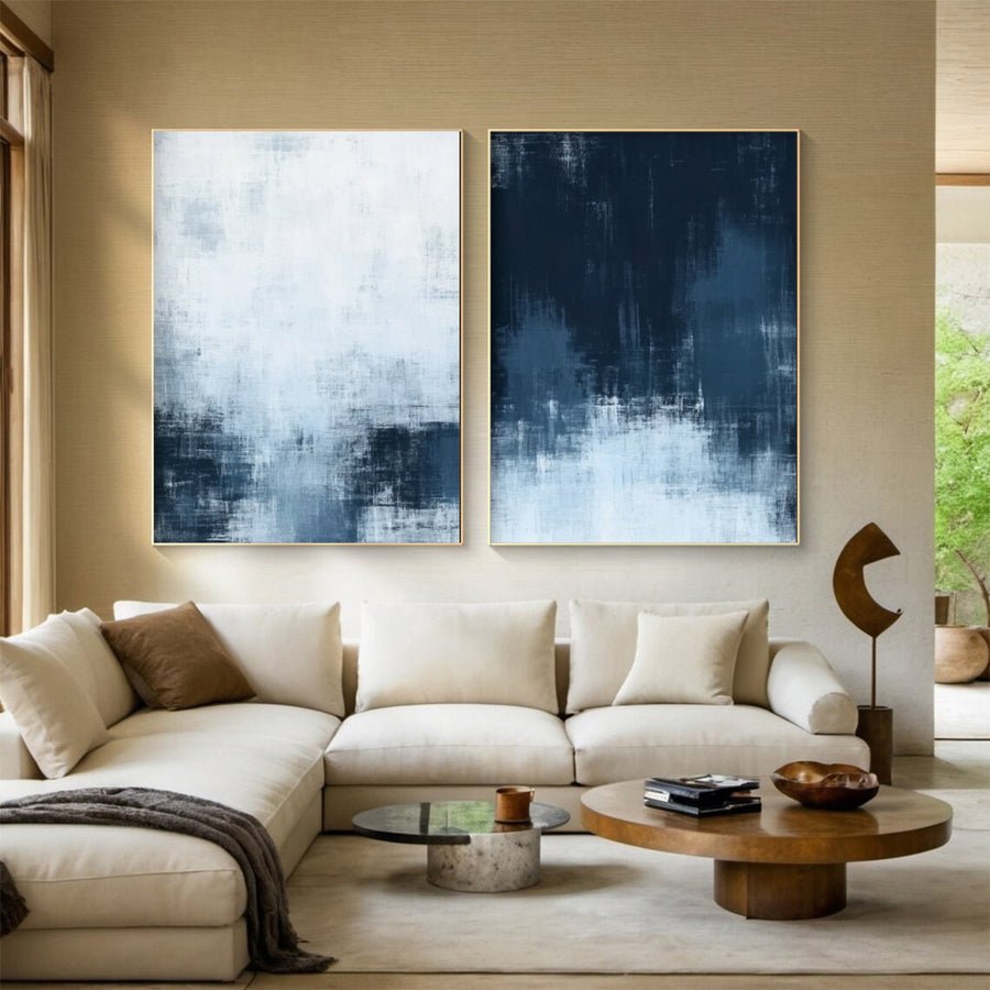 Dual-Tone Abstract Canvas Art Set Of 2 #BGS 006 hand-painted oil painting