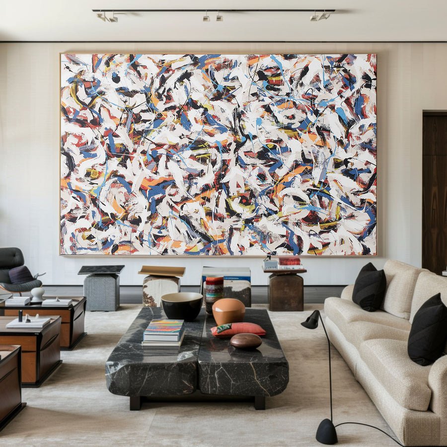 Dynamic Color Layering, Swirling Brushstrokes on White #BGA 064 hand-painted oil painting