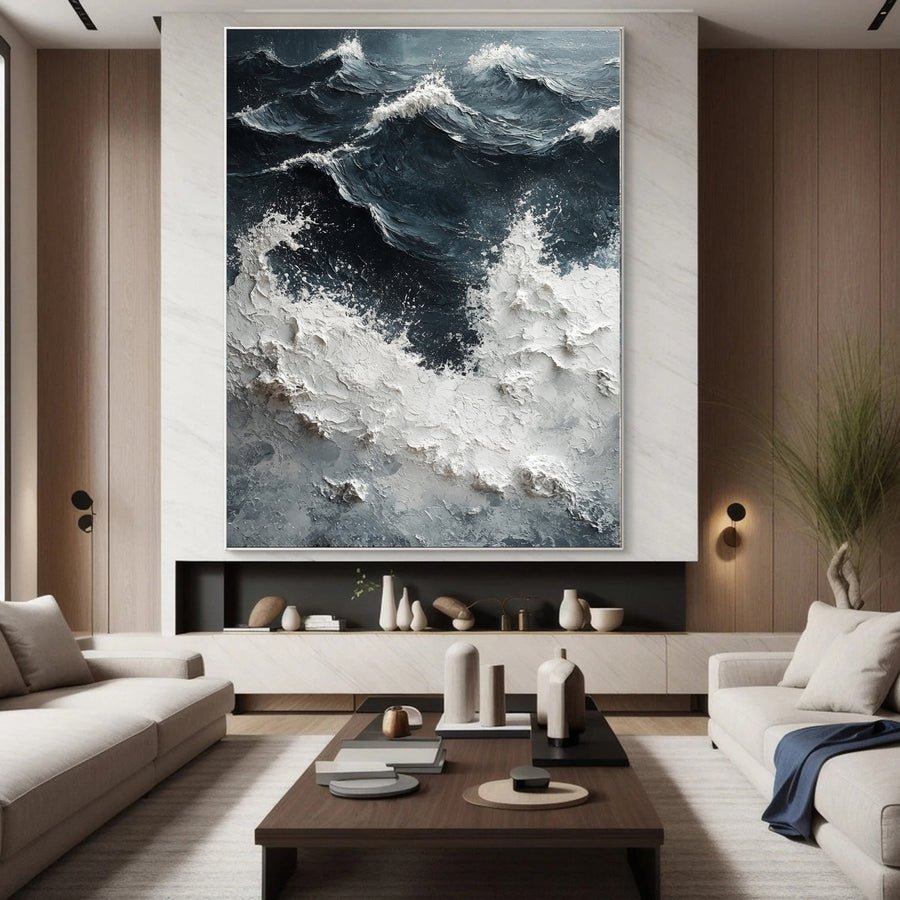 Dynamic Ocean Wave Canvas Art Textured Sea Painting #OS 062 hand-painted oil painting