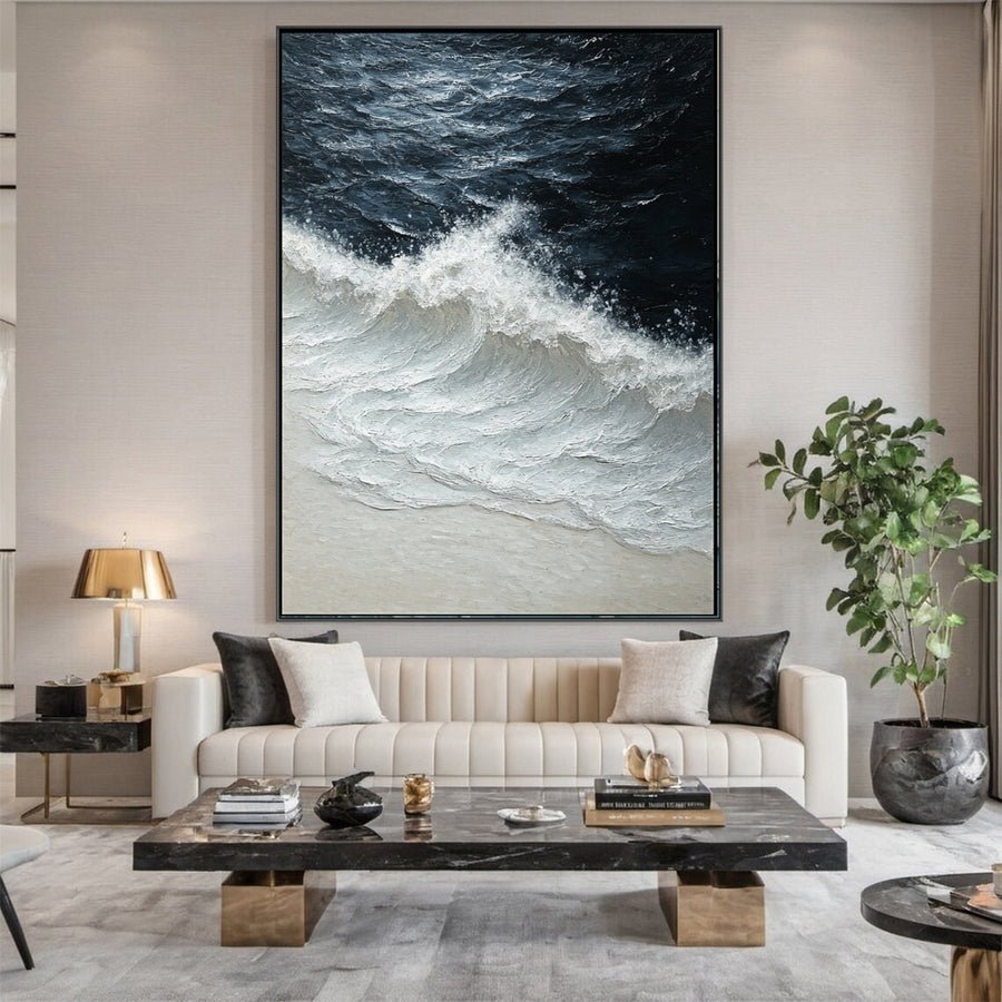 Dynamic Ocean Wave Canvas Art Textured Sea Painting #OS 063 hand-painted oil painting