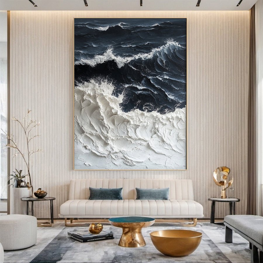 Dynamic Ocean Wave Canvas Art Textured Sea Painting #OS 064 hand-painted oil painting