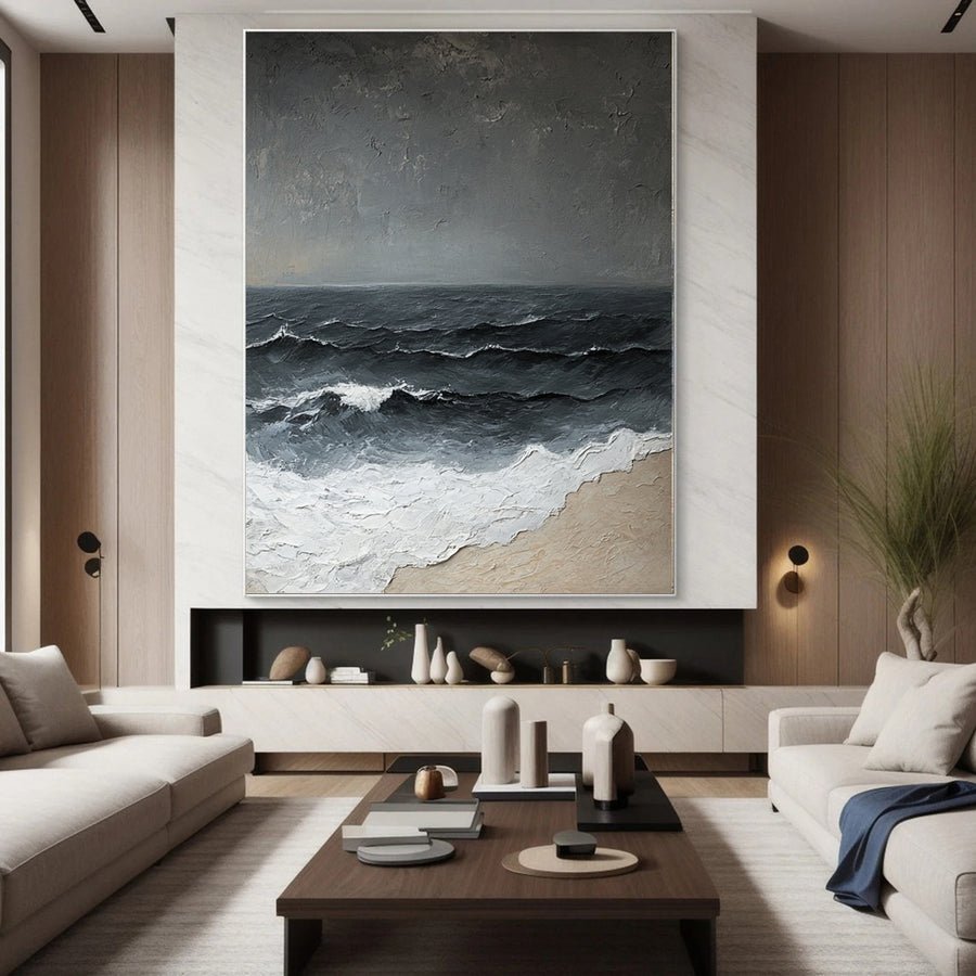 Dynamic Ocean Wave Canvas Art Textured Sea Painting #OS 070 hand-painted oil painting