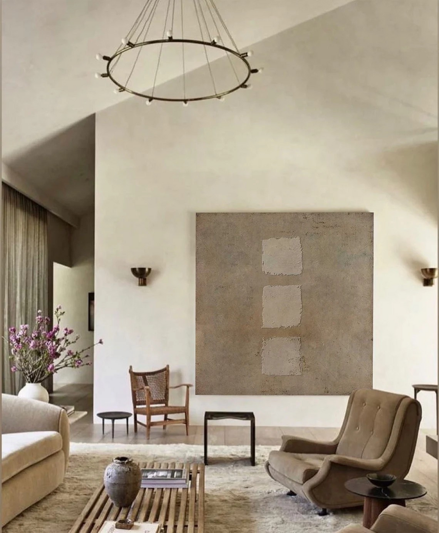 Earth Tone Japanese Wabi Sabi Wall Art #WSA 002 hand-painted oil painting