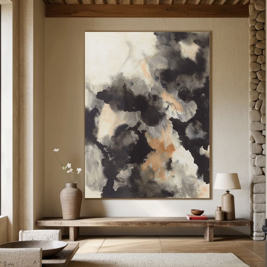 Earth Tones Dynamic Abstract Wall Painting, Contemporary Art #BGA 052 hand-painted oil painting
