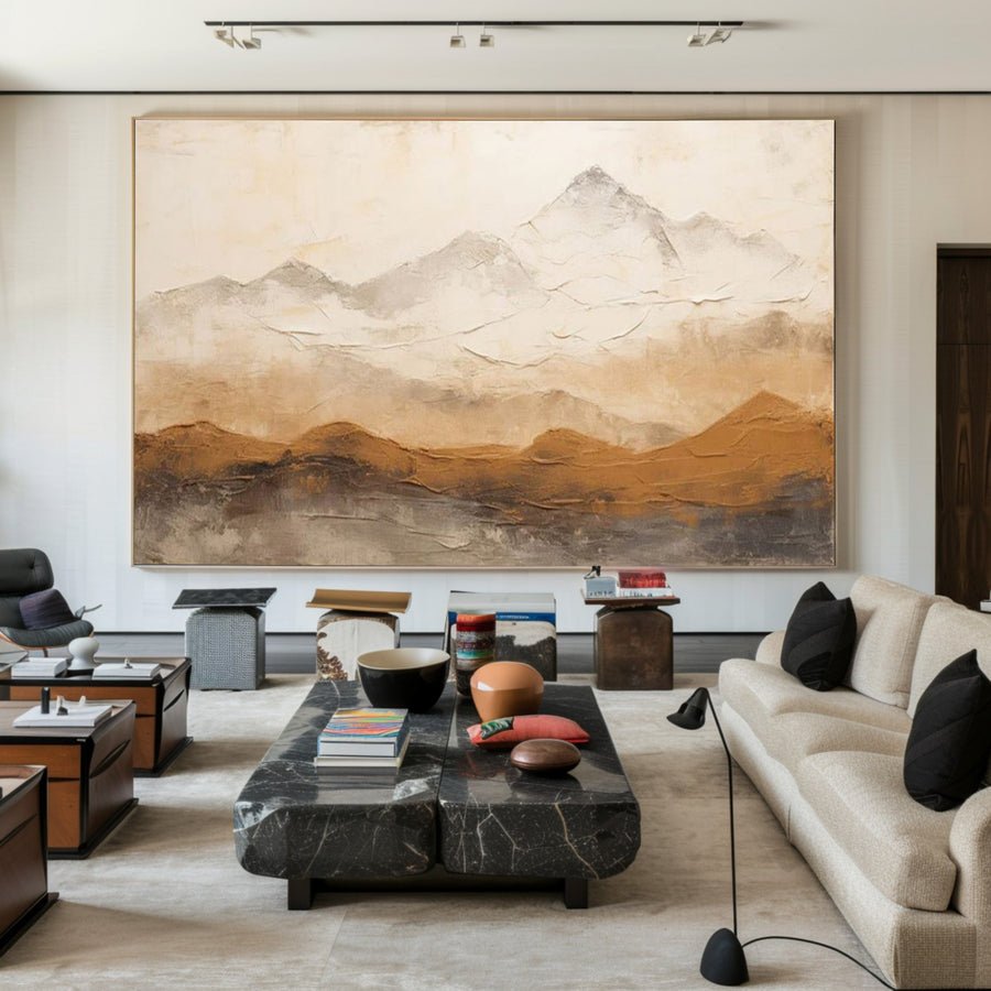 Earthy Peaks: Contemporary Textured Mountain Wall Art #BGA 153 hand-painted oil painting