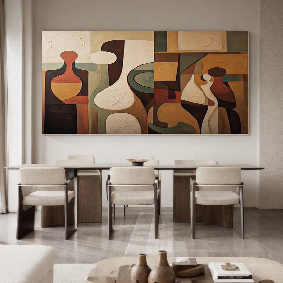 Echoes of Form: Cubist Inspired Art, Textured Abstraction #BGA 140 hand-painted oil painting