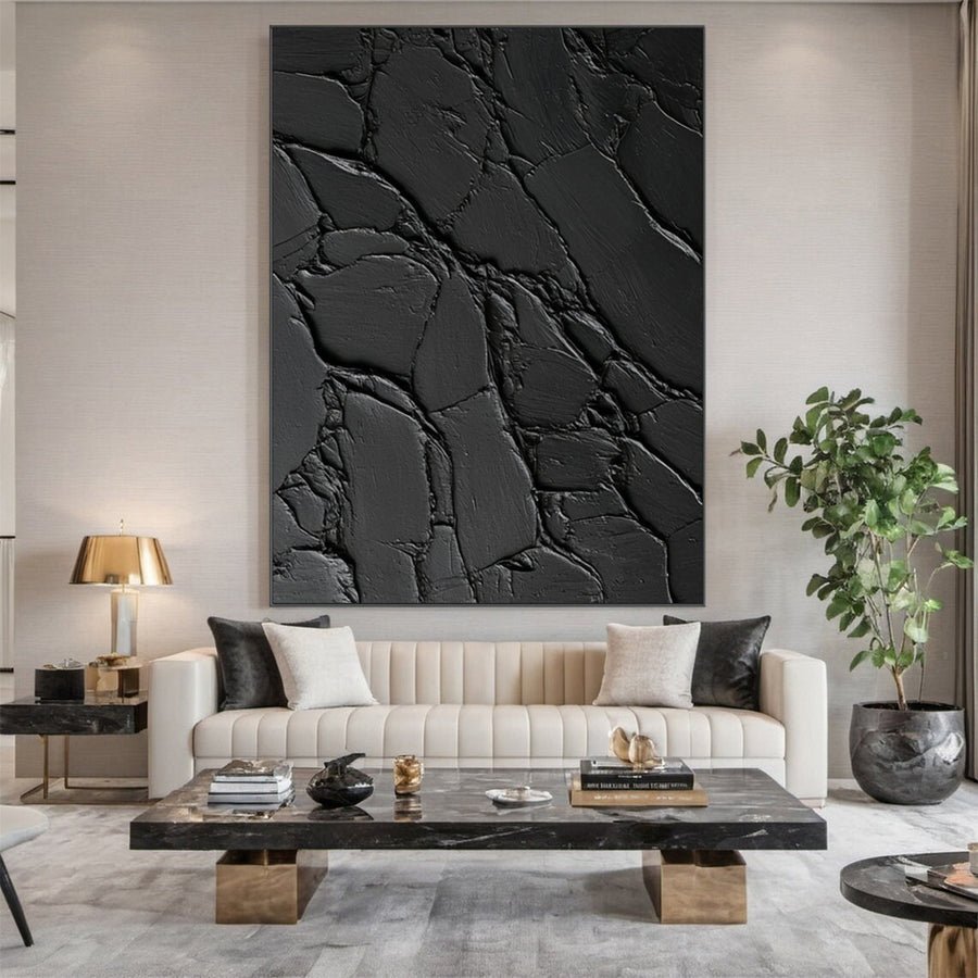 Elegant Black Abstract Sculpture Paintin Textured Canvas Art #BM 075 hand-painted oil painting