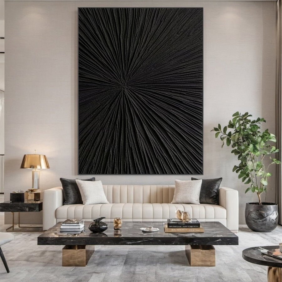 Elegant Black Abstract Sculpture Paintin Textured Canvas Art #BM 076 hand-painted oil painting