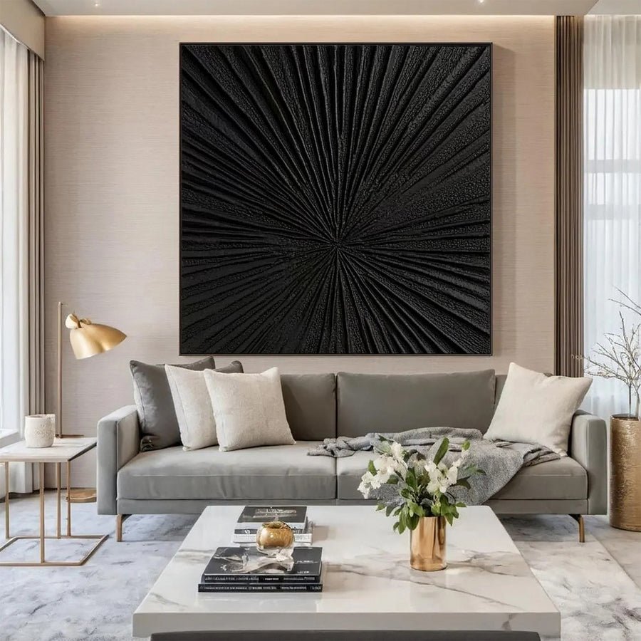 Elegant Black Abstract Sculpture Paintin Textured Canvas Art #BM 077 hand-painted oil painting