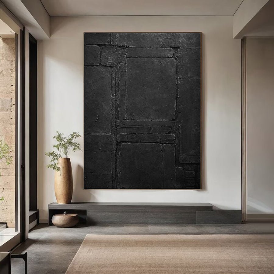 Elegant Black Abstract Wall Art for Modern Interiors #BM 022 hand-painted oil painting
