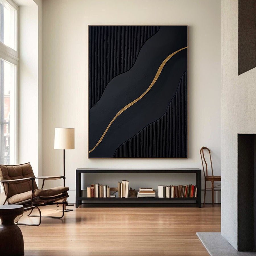 Elegant Black and Gold Abstract Wall Art for Modern Interiors #BM 040 hand-painted oil painting