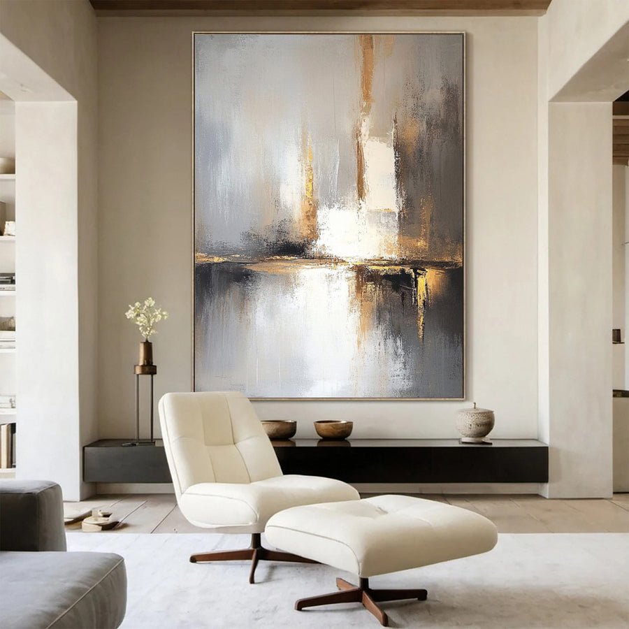 Eternal Horizon Luxurious Gold & Grey Canvas Art #WS 024 hand-painted oil painting