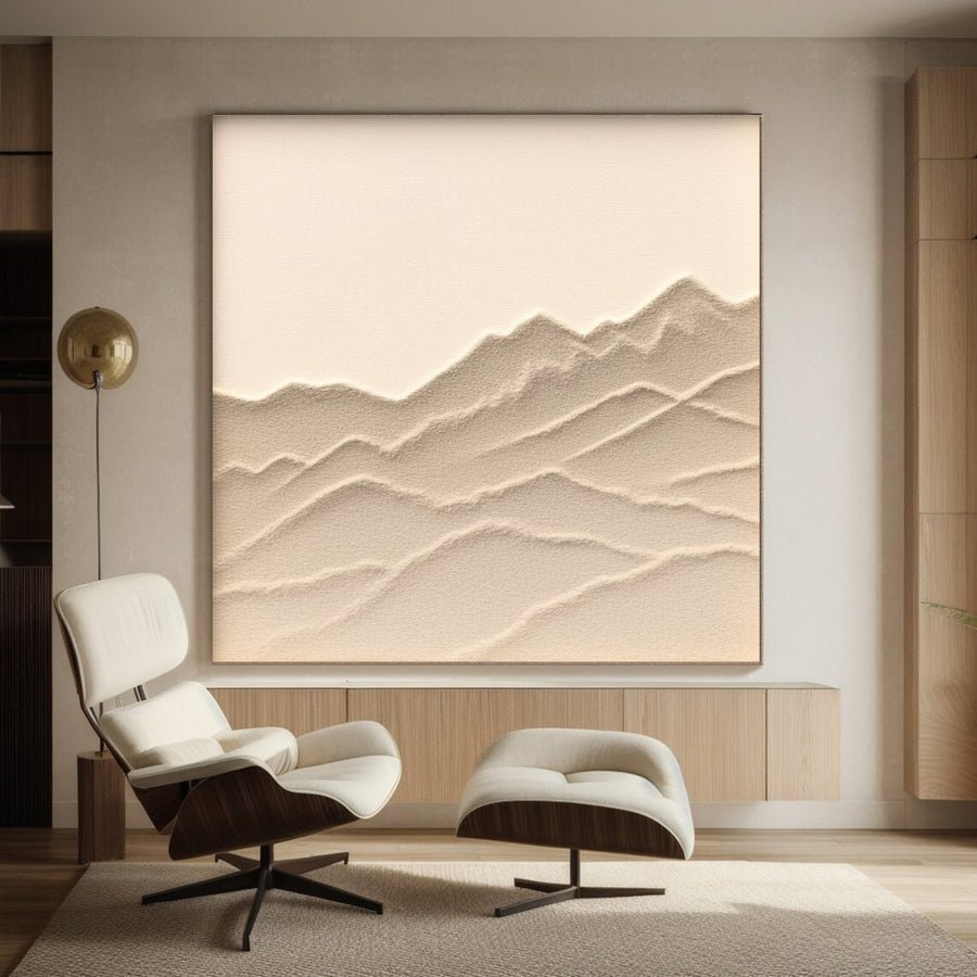 Textured Monochromatic Mountain Art, Serene Natural Design #BGA 167 hand-painted oil painting