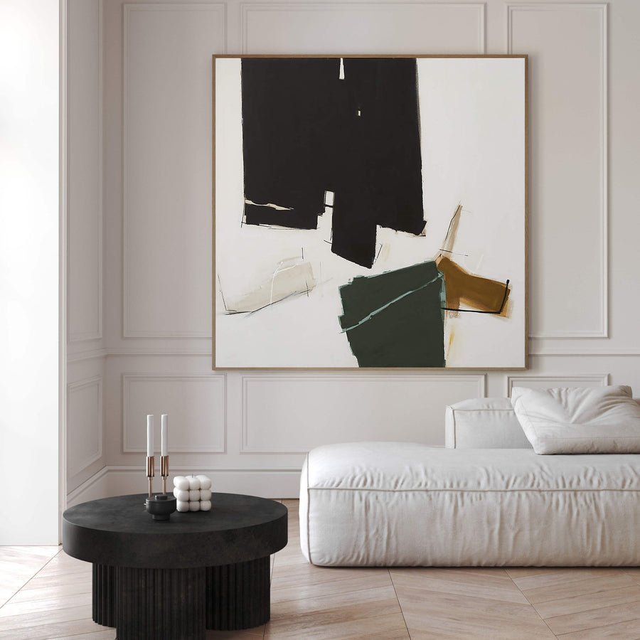 Framed Geometric and Organic Bold Color Abstraction #BGA 070 hand-painted oil painting