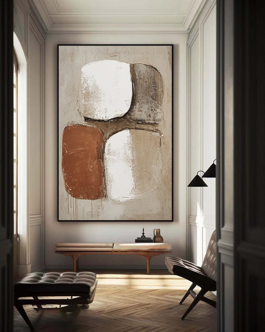 Geometric Abstract Painting Organic Shapes for Modern Decor #BBA 026 hand-painted oil painting