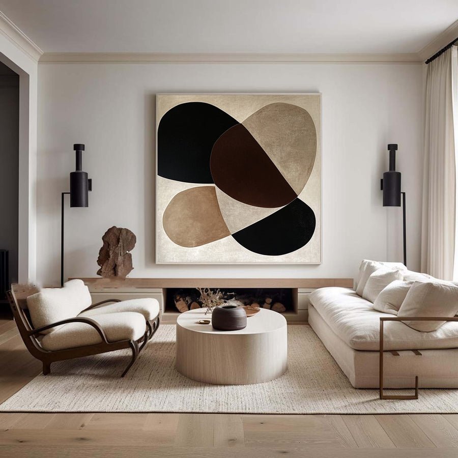 Geometric Abstract Painting with Organic Shapes for Modern Decor #BBA 025 hand-painted oil painting