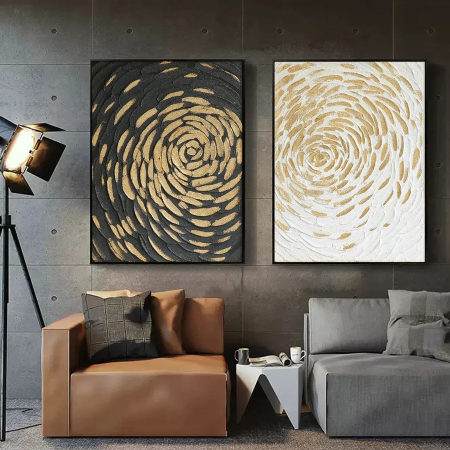 Gold Swirl Abstract Wall Art #BGA 015 hand-painted oil painting