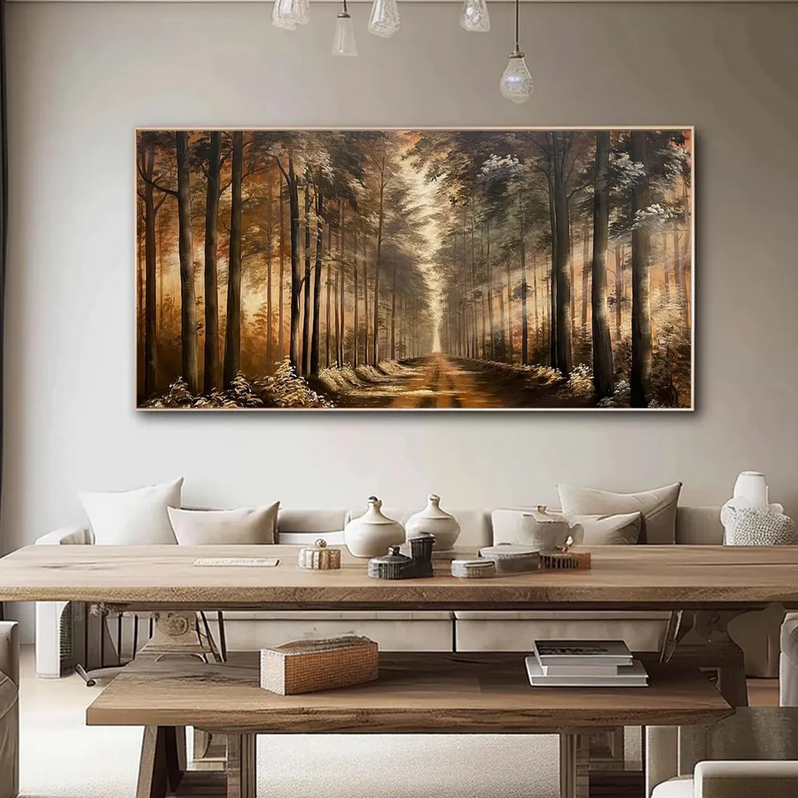 Golden Forest Path Abstract Wall Art #BGA 030 hand-painted oil painting