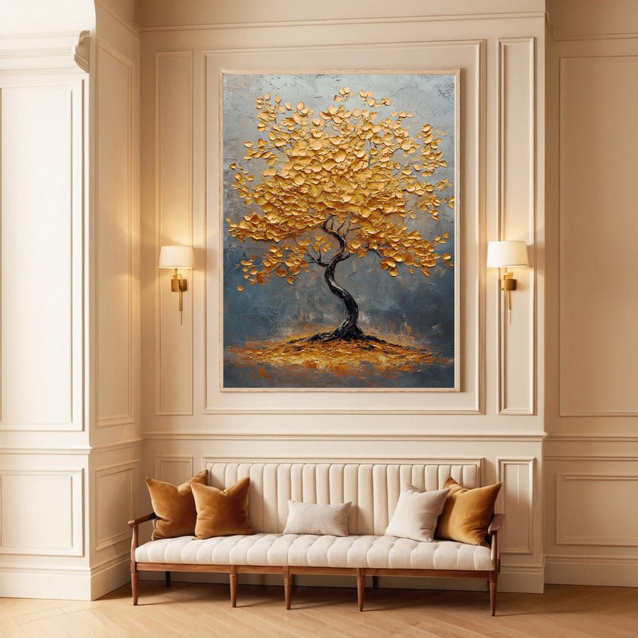 Golden Tree of Tranquility Canvas Art Luxurious Wall Decor #FT 061 hand-painted oil painting