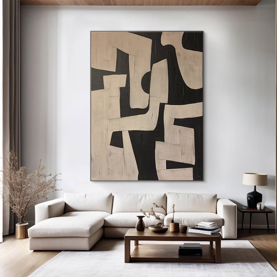 Graphic Black White Modern Art | ArtvistaGallery  #WG 102 hand-painted oil painting