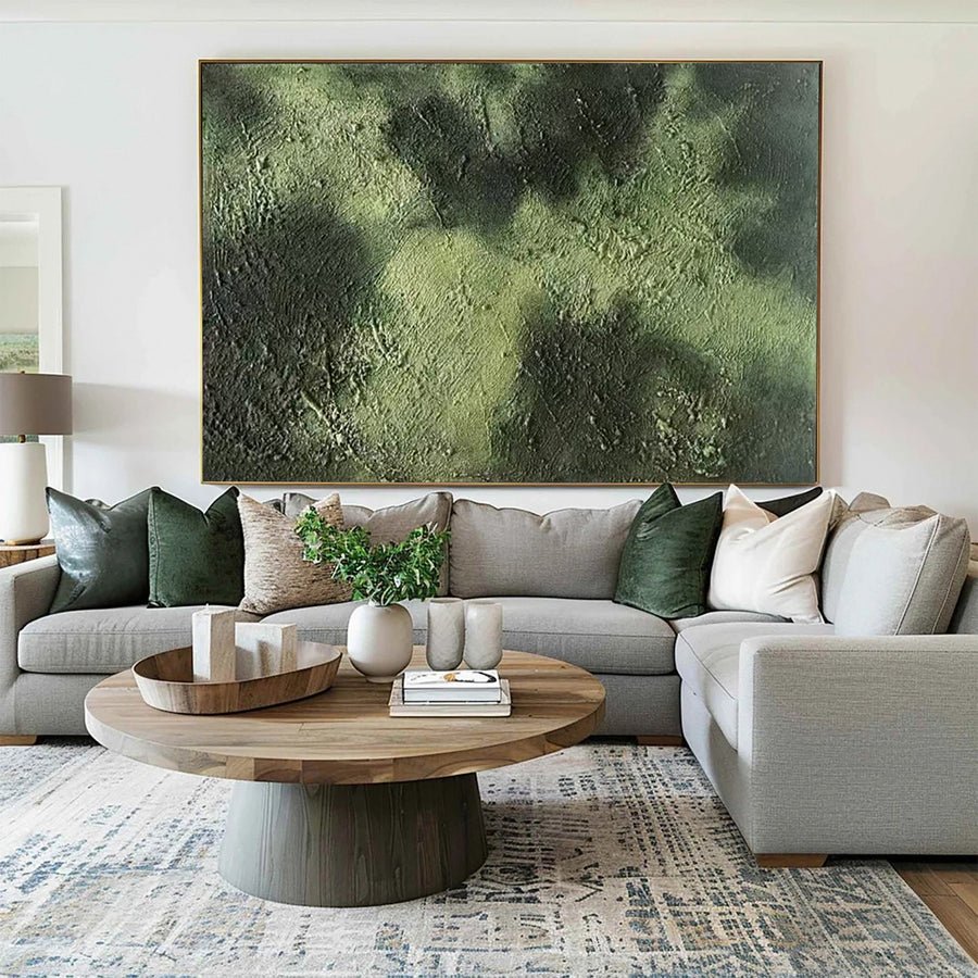 Green Abstract Ocean Wave Relief with Bold Tactile Surface #BGA 268 hand-painted oil painting