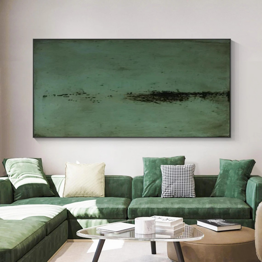 Green Canvas Art, Abstract Minimalist, Contemporary Wall Piece #BGA 096 hand-painted oil painting