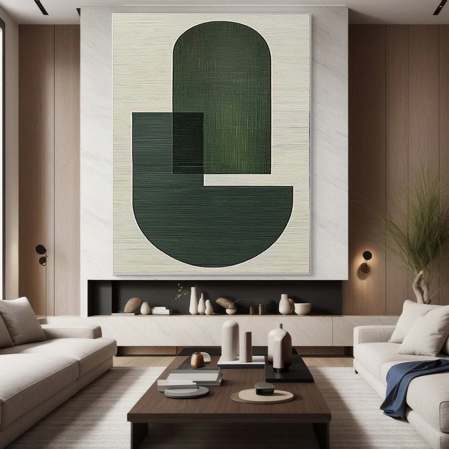 Green Zen Simplistic Abstract Art Canvas #BGA 005 hand-painted oil painting