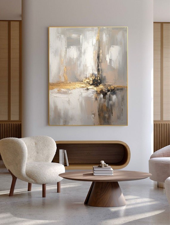 Grey Abstract Painting #GA 001 hand-painted oil painting