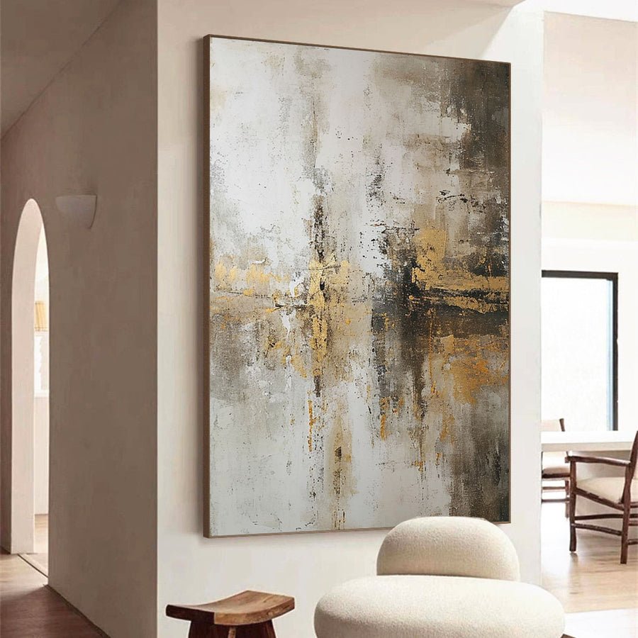 Grey And Beige Abstract Painting #AVG 001 hand-painted oil painting