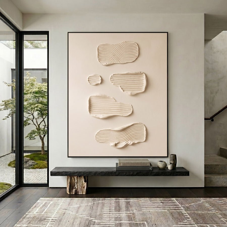 Ivory Rhythm Textured Wall Art #AVG 117 hand-painted oil painting