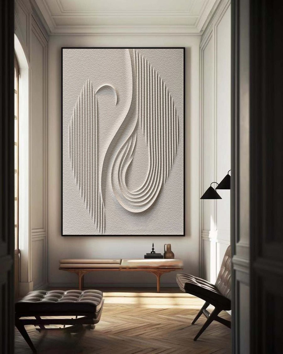 Large 3D Minimalist Abstract Canvas with Intricate Textured Design #BBM 025 hand-painted oil painting