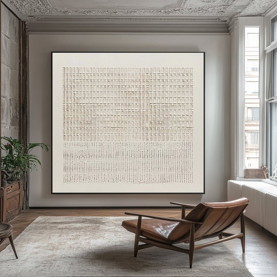 Large Abstract Beige Texture Oil Painting #WAB 018 hand-painted oil painting