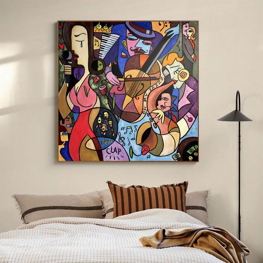 Large Abstract Colorful Cubist Art | artvistagallery  #WGA 025 hand-painted oil painting