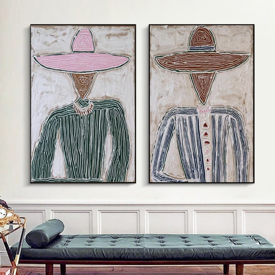 Large Abstract Couple Diptych Painting #AVG 030 hand-painted oil painting
