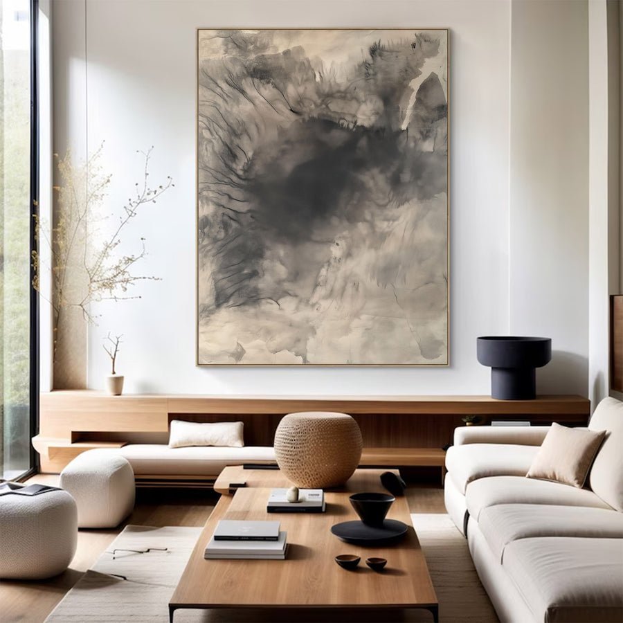 Large Abstract Fluid Neutral Art | ArtvistaGallery  #WG 115 hand-painted oil painting