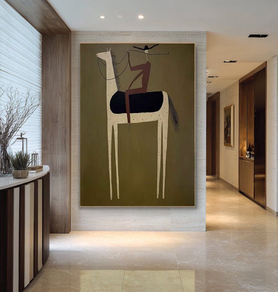 Large Abstract Horse Rider Painting #AVG 016 hand-painted oil painting